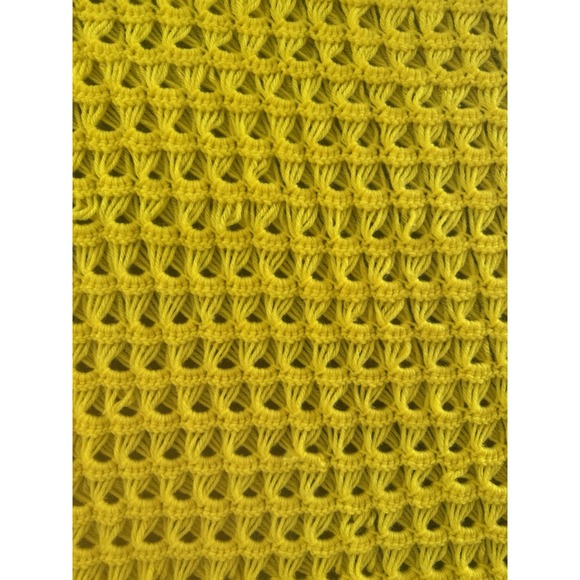 Hand Crochet Bright Yellow Afghan‎ with Scalloped Edge 60x 50 - Picture 6 of 7